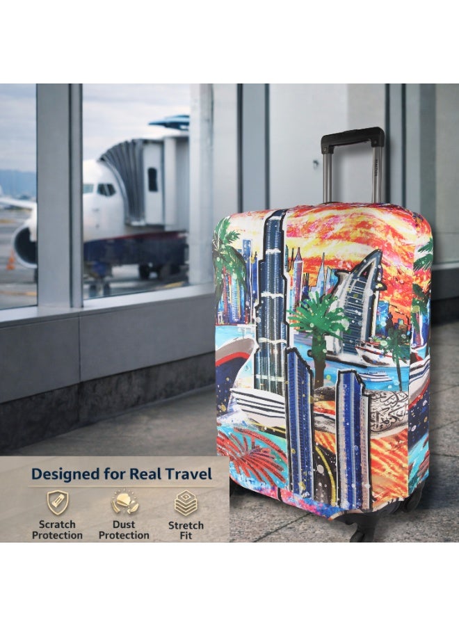 natOnat Travel Luggage Cover Protector - Suitcase Cover - Stretchy, Washable Spandex & Polyester - Protects Against Dirt & Scratches - Dubai Design - Fits 72-81 CM Height ( X Large ) - Image 4